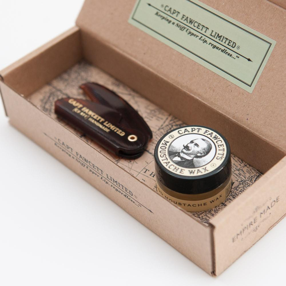 Captain Fawcett Moustache Wax & Folding Pocket Moustache Comb